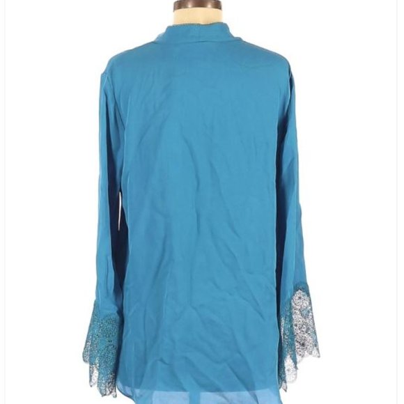 NWT Elie Tahari Gaia Silk Lace Sleeve Blouse M - Picture 3 of 5